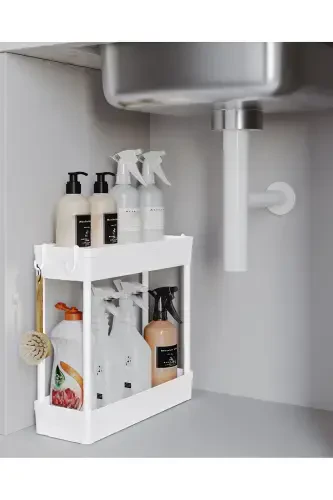 Rafata Multi-Purpose 2 Tier Under Sink Organizer Hanging Bathroom Organizer Cabinet Shelf - 2