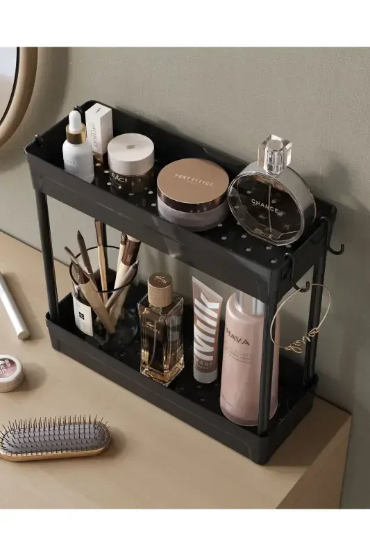 Rafata Multi-Purpose 2-Tier Under Sink Organizer Hanging Bathroom Organizer with Non-Slip Base - Black - 4