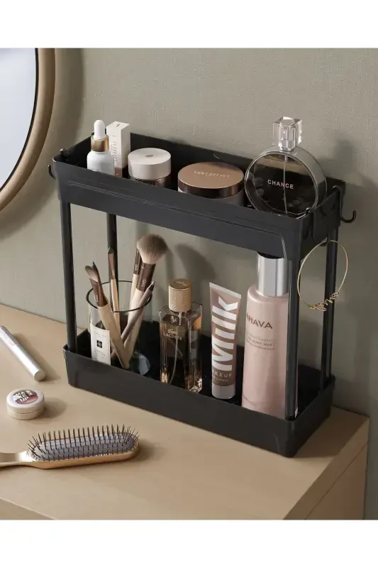 Rafata Multi-Purpose 2-Tier Under Sink Organizer Hanging Bathroom Organizer with Non-Slip Base - Black - 5