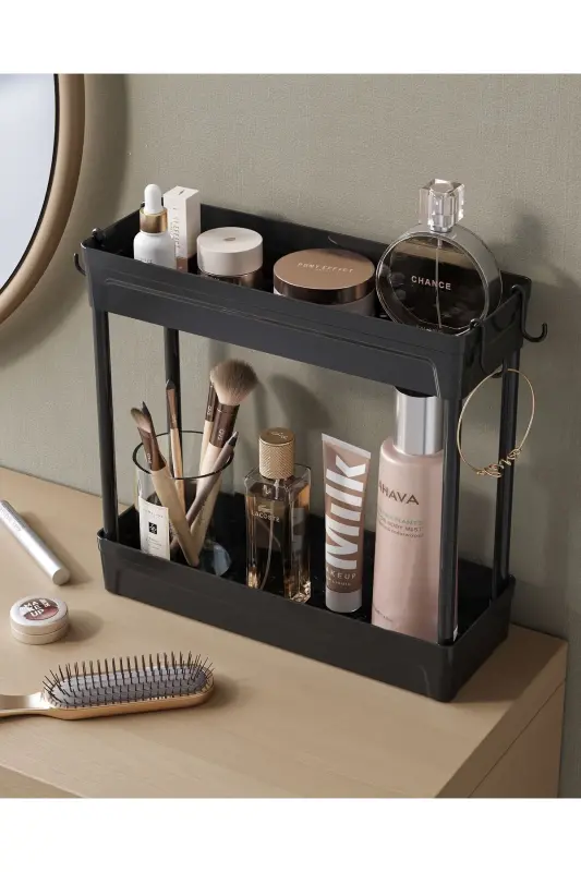 Rafata Multi-Purpose 2-Tier Under Sink Organizer Hanging Bathroom Organizer with Non-Slip Base - Black - 6