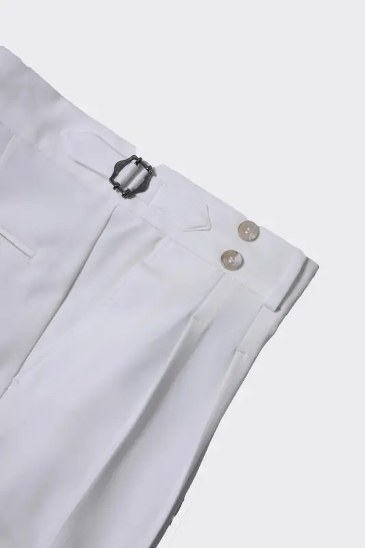 Rahat Çift Pileli Erkek Pantolon - Modern Tasarım-kaw2263s-Beyaz - 2