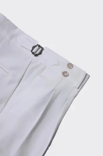 Rahat Çift Pileli Erkek Pantolon - Modern Tasarım-kaw2263s-Beyaz - KADIR BÜYÜKKAYA (1)