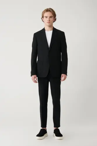 Erkek Siyah Yırtmaçlı Astarsız Esnek Kumaş Comfort Slim Fit Blazer Ceket A41Y4000 - Siyah - 6