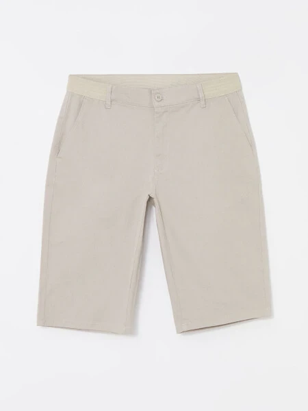 Bej Rahat Kalıp Erkek Bermuda Şort-Bej - 5