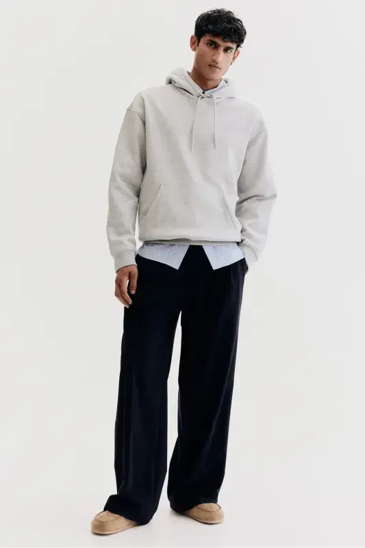 Loose Fit Kapüşonlu Üst-Açık gri kırçıllı - 3