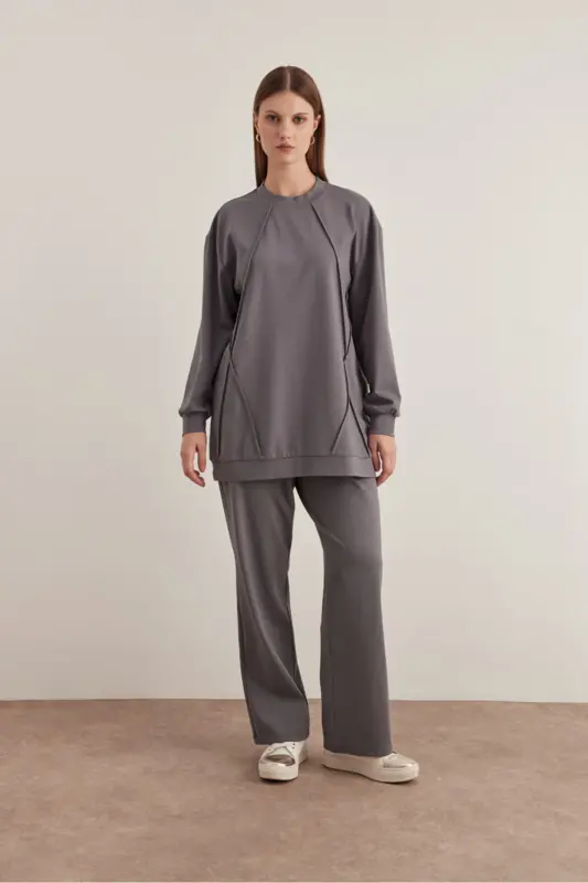 Rahat Kesim Pantolon-Gri - 1