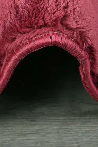 Relax Mürdüm Saçaklı Leke Tutmaz Kaymaz Taban Yıkanabilir Yolluk Tüylü Peluş Modern Mutfak Halısı-Mürdüm - 4