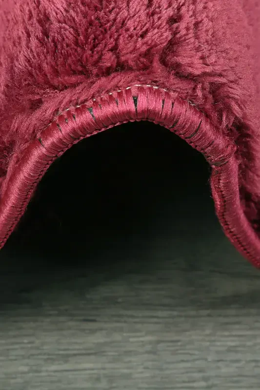 Relax Mürdüm Saçaklı Leke Tutmaz Kaymaz Taban Yıkanabilir Yolluk Tüylü Peluş Modern Mutfak Halısı-Mürdüm - 4