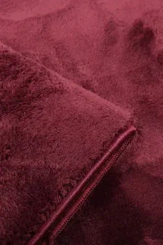 Relax Mürdüm Saçaklı Leke Tutmaz Kaymaz Taban Yıkanabilir Yolluk Tüylü Peluş Modern Mutfak Halısı-Mürdüm - 5