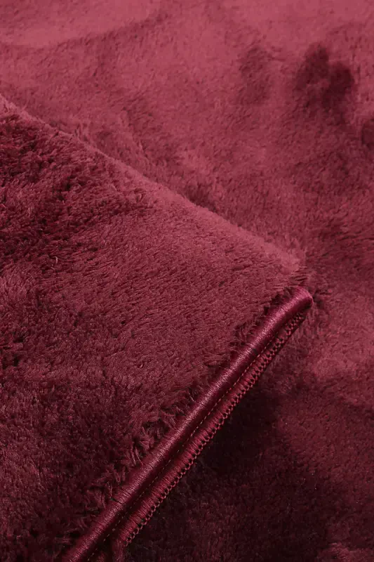 Relax Mürdüm Saçaklı Leke Tutmaz Kaymaz Taban Yıkanabilir Yolluk Tüylü Peluş Modern Mutfak Halısı-Mürdüm - 5