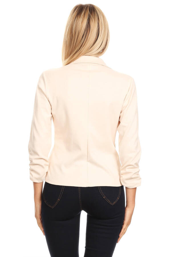 Women's Casual Office 3/4 Long Sleeve Open Front Blazer Jacket S-3XL- - 3