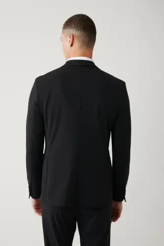 Erkek Siyah Astarsız Su İtici Bi-Stretch Lightweight Comfort Slim Fit Ceket A41Y4030 - Siyah - 4