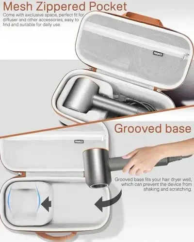 RAIACE Hard Storage Case Compatible with dyson Hair Dryer, Travel Carrying Bag. (for sale is case only). - Gray(Gray Lining) - 2