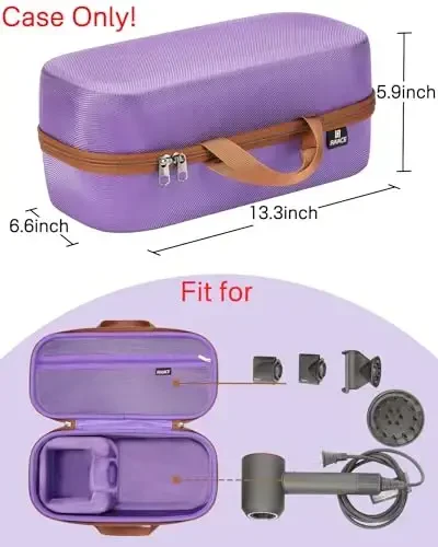 RAIACE Hard Storage Case Compatible with dyson Hair Dryer, Travel Carrying Bag. (for sale is case only). - Purple - 4