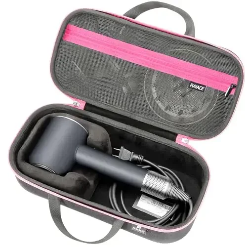 RAIACE Hard Storage Case Compatible with dyson Hair Dryer, Travel Carrying Bag. (for sale is case only). - Black(Black Lining) 