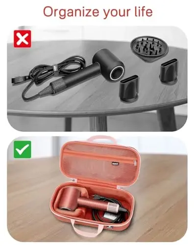 RAIACE Hard Storage Case Compatible with dyson Hair Dryer, Travel Carrying Bag. (for sale is case only). - Black+Gray - 5