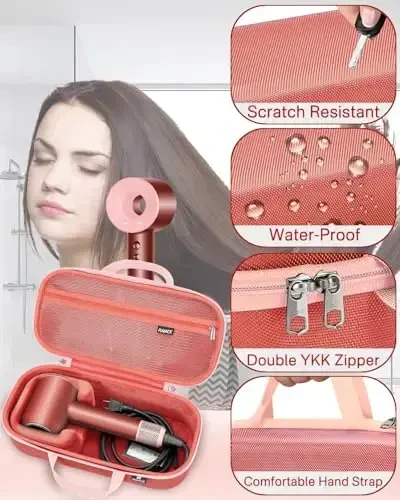 RAIACE Hard Storage Case Compatible with dyson Hair Dryer, Travel Carrying Bag. (for sale is case only). - Black+Gray - 4