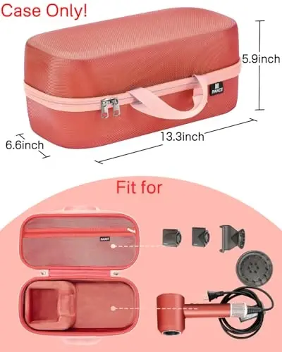RAIACE Hard Storage Case Compatible with dyson Hair Dryer, Travel Carrying Bag. (for sale is case only). - Black+Gray - 2