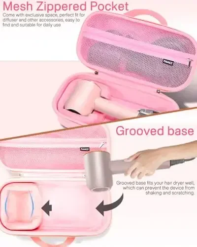 RAIACE Hard Storage Case Compatible with dyson Hair Dryer, Travel Carrying Bag. (for sale is case only). - Rose Red - RAIACE (1)