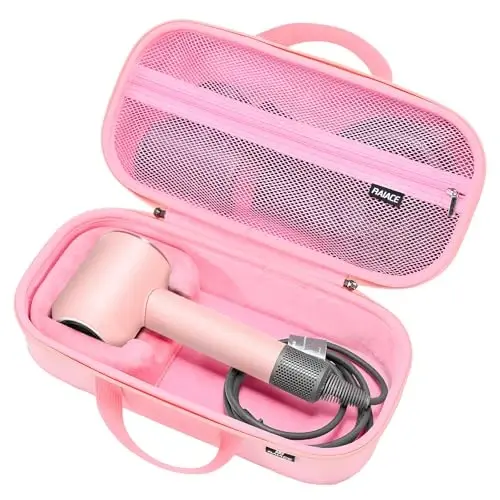 RAIACE Hard Storage Case Compatible with dyson Hair Dryer, Travel Carrying Bag. (for sale is case only). - Rose Red 