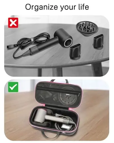 RAIACE Hard Storage Case Compatible with dyson Hair Dryer, Travel Carrying Bag. (for sale is case only). - Black(Black Lining) - 11