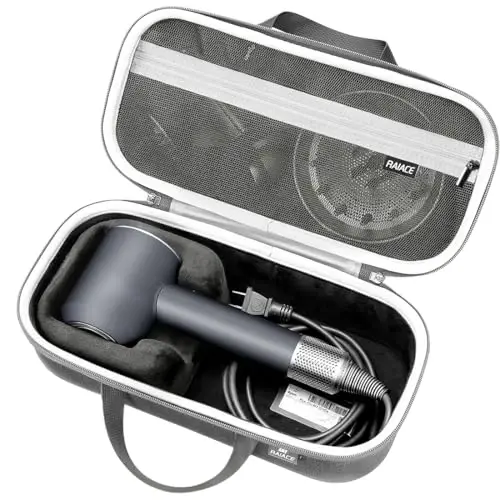 RAIACE Hard Storage Case Compatible with dyson Hair Dryer, Travel Carrying Bag. (for sale is case only). - Black+Gray (Black+Gray) - 1