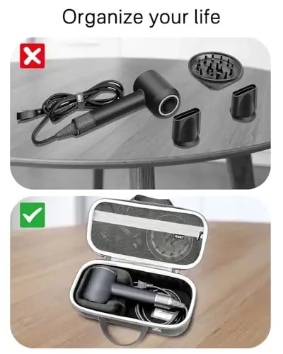 RAIACE Hard Storage Case Compatible with dyson Hair Dryer, Travel Carrying Bag. (for sale is case only). - Black+Gray (Black+Gray) - 5