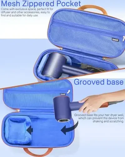 RAIACE Hard Storage Case Compatible with dyson Hair Dryer, Travel Carrying Bag. (for sale is case only). - Blue - 3