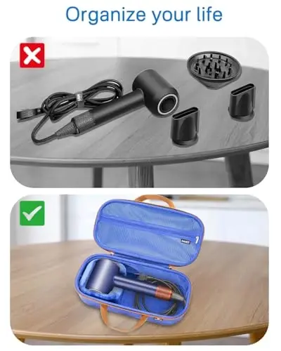 RAIACE Hard Storage Case Compatible with dyson Hair Dryer, Travel Carrying Bag. (for sale is case only). - Blue - 11