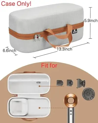 RAIACE Hard Storage Case Compatible with dyson Hair Dryer, Travel Carrying Bag. (for sale is case only). - Gray(Gray Lining) - 3