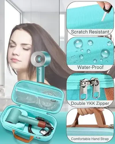 RAIACE Hard Storage Case Compatible with dyson Hair Dryer, Travel Carrying Bag. (for sale is case only). - Green - 3