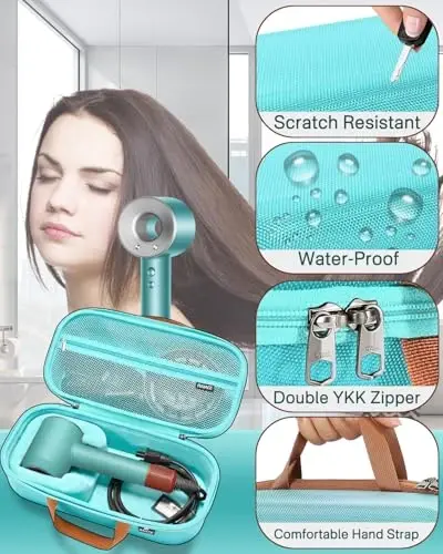 RAIACE Hard Storage Case Compatible with dyson Hair Dryer, Travel Carrying Bag. (for sale is case only). - Green - 9
