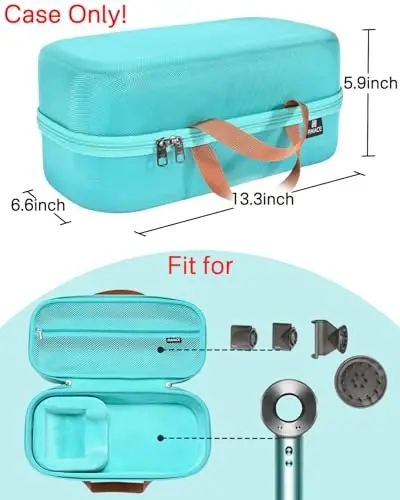 RAIACE Hard Storage Case Compatible with dyson Hair Dryer, Travel Carrying Bag. (for sale is case only). - Green - 10