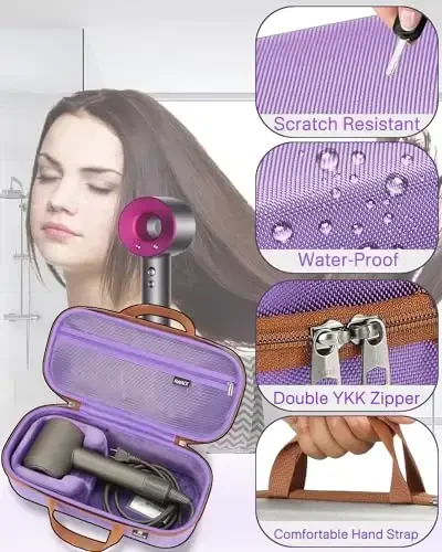 RAIACE Hard Storage Case Compatible with dyson Hair Dryer, Travel Carrying Bag. (for sale is case only). - Purple - 5