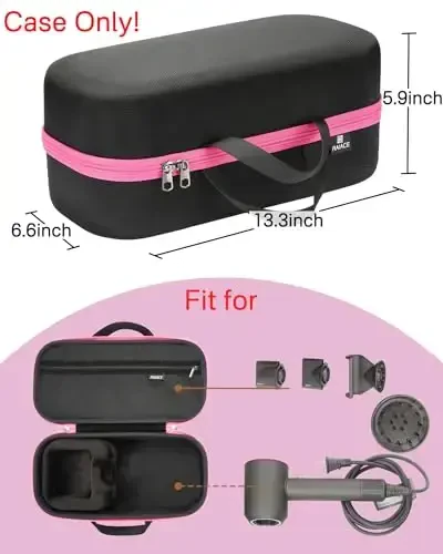 RAIACE Hard Storage Case Compatible with dyson Soch quritgich, Sayohat sumkasi. (faqatgina sotuvda). - Qora (Qora astar) - 3