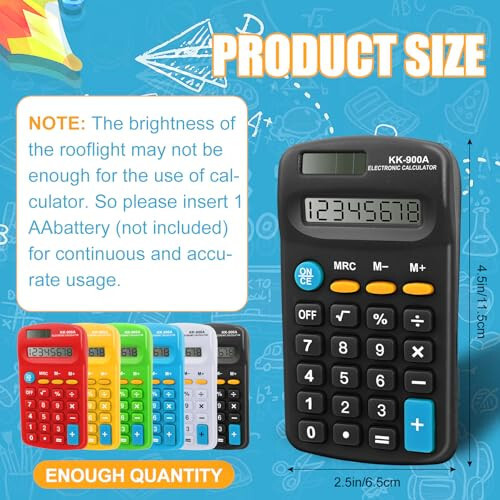 RAIHOMKIT 30 Pack Pocket Calculator, Mini Calculator Pocket Size, 8 Digit Display Basic Calculator, Battery Powered Mini Calculators, 4 Function Calculator for Students Kids Home Office, 6 Colors - 2