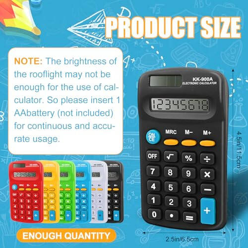 RAIHOMKIT 30 Pack Pocket Calculator, Mini Calculator Pocket Size, 8 Digit Display Basic Calculator, Battery Powered Mini Calculators, 4 Function Calculator for Students Kids Home Office, 6 Colors - 2