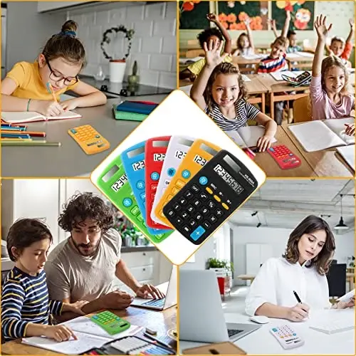 RAIHOMKIT 30 ta paket cho‘ntak kalkulyator, Mini kalkulyator cho‘ntak o‘lchami, 8 xonali displeyli oddiy kalkulyator, Batareya quvvatli mini kalkulyatorlar, Talabalar, bolalar, uy ofisi uchun 4 funksiyali kalkulyator, 6 rang - 7