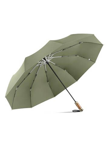 Rain Cats Large 46/50 Inch Umbrellas for rain 10 Ribs Fiberglass Umbrella Windproof big Compact Automatic portable Folding Travel Thick Fabric Wood handle... - 3