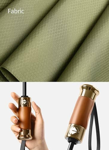 Rain Cats Large 46/50 Inch Umbrellas for rain 10 Ribs Fiberglass Umbrella Windproof big Compact Automatic portable Folding Travel Thick Fabric Wood handle... - 5