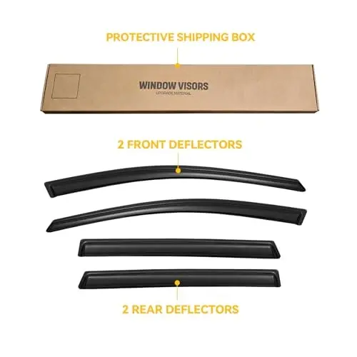 Rain Guards for 2017-2022 Honda CR-V CRV, Out-Channel Window Visor Shields Vent Deflector Shade Wind Dark Smoke 2018 2019 2020 2021, Outside-Mount, 4PCS - 12