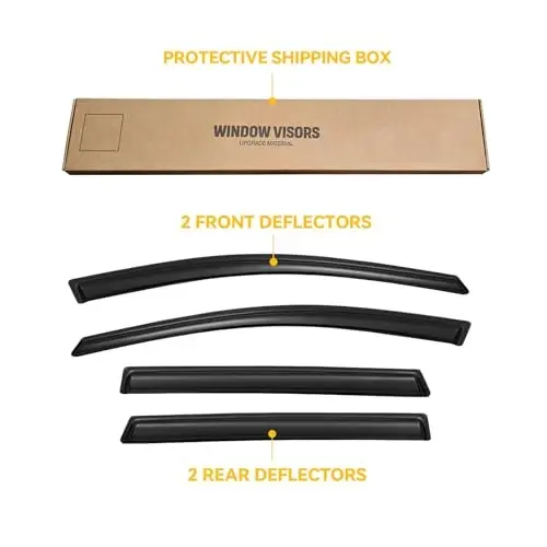 Rain Guards for 2017-2022 Honda CR-V CRV, Out-Channel Window Visor Shields Vent Deflector Shade Wind Dark Smoke 2018 2019 2020 2021, Outside-Mount, 4PCS - 13