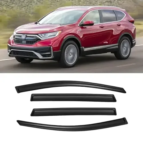 Rain Guards for 2017-2022 Honda CR-V CRV, Out-Channel Window Visor Shields Vent Deflector Shade Wind Dark Smoke 2018 2019 2020 2021, Outside-Mount, 4PCS - 7