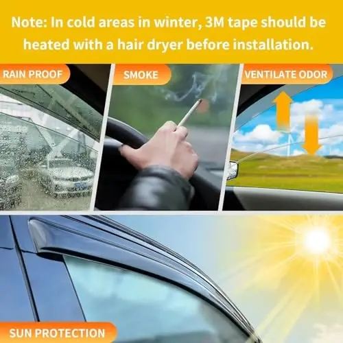 Rain Guards for 2023-2026 Honda HRV HR-V, Out-Channel Window Visor Shields Vent Deflector Shade Wind Dark Smoke 2024 2025 23 24 25 26, Tape-On Outside-Mount, 4PCS - 4