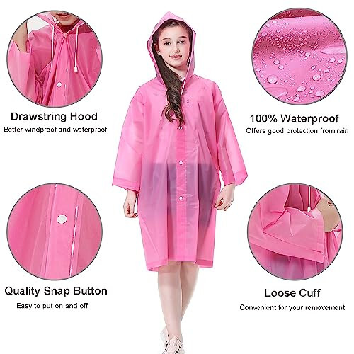 Rain Ponchos Raincoats for Kids, 2 Packs Rain Coats Jacket Reusable with Hood for Boys Girls Disney Hiking Camping Outdoor - 2