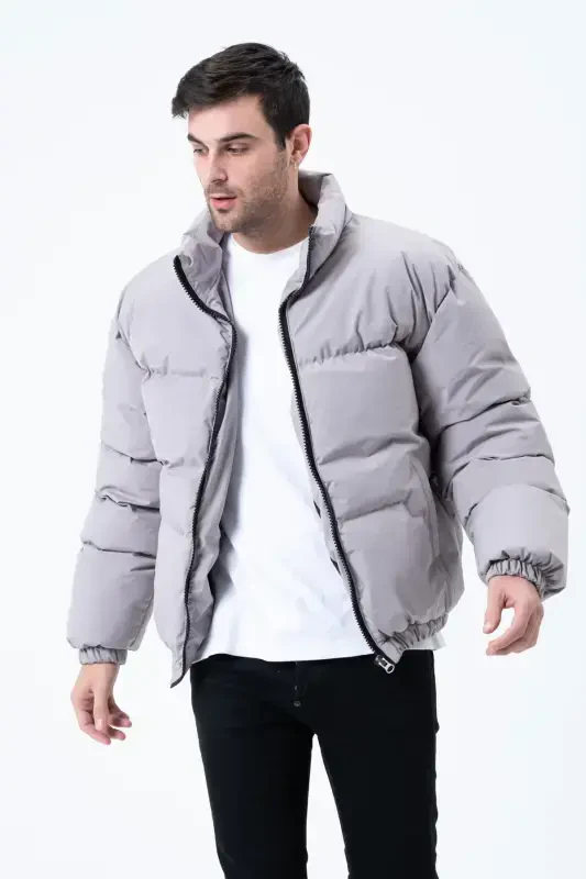 Rain Windproof Bomber Oversize Jacket-GRAY - 5