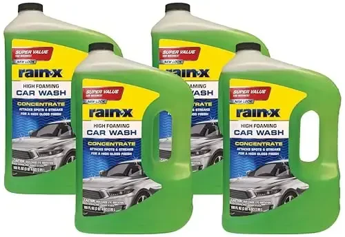 Rain-X 620191 Foaming Car Wash - 100 fl oz. High-Foaming, Concentrated Formula For Greater Cleaning Action, Safely Lifting Dirt, Grime And Residues For An Exceptional Clean (Pack of 4) 