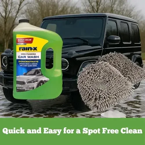 Rain-X 620191 Foaming Car Wash 100 fl oz witModazoneodazoneBasics Microfiber Car Wash Drying Mitts, 2 Pack (10.44