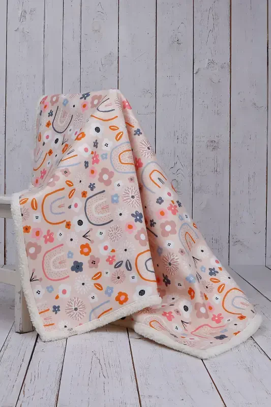 Rainbow Baby Blanket Chunky Sherpa Fleece Blanket-Colorful - 1