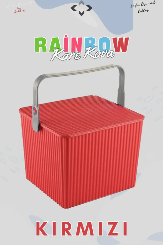 Rainbow Квадратная Крышка Ручка Корзина для пикника Органайзер 1 шт. Квадратное Ведро Сумка для пикника Корзина-Красный - 6